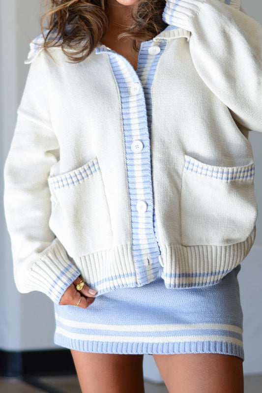 Sarah Set Striped Cardigan and Skirt