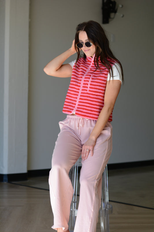 Pink and Red Striped Vest