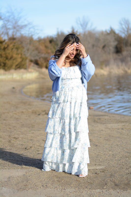 Blue Blooming Flowers Dress