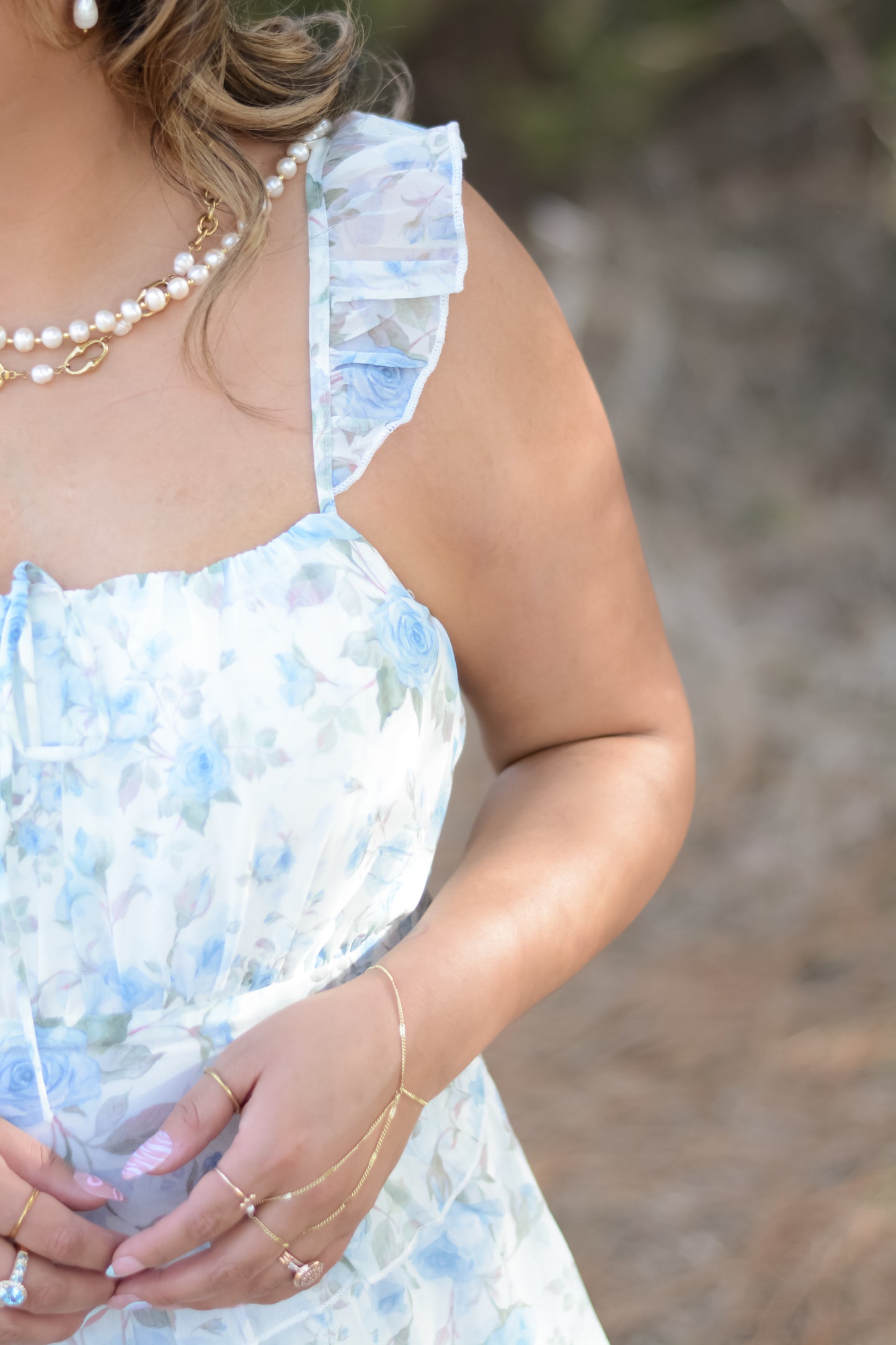 Blue Blooming Flowers Dress