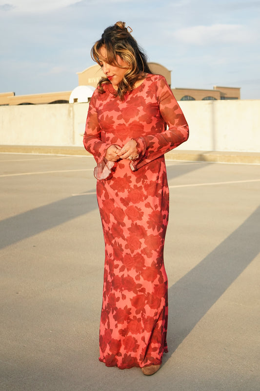 Holly Floral Bell Sleeve Maxi Dress