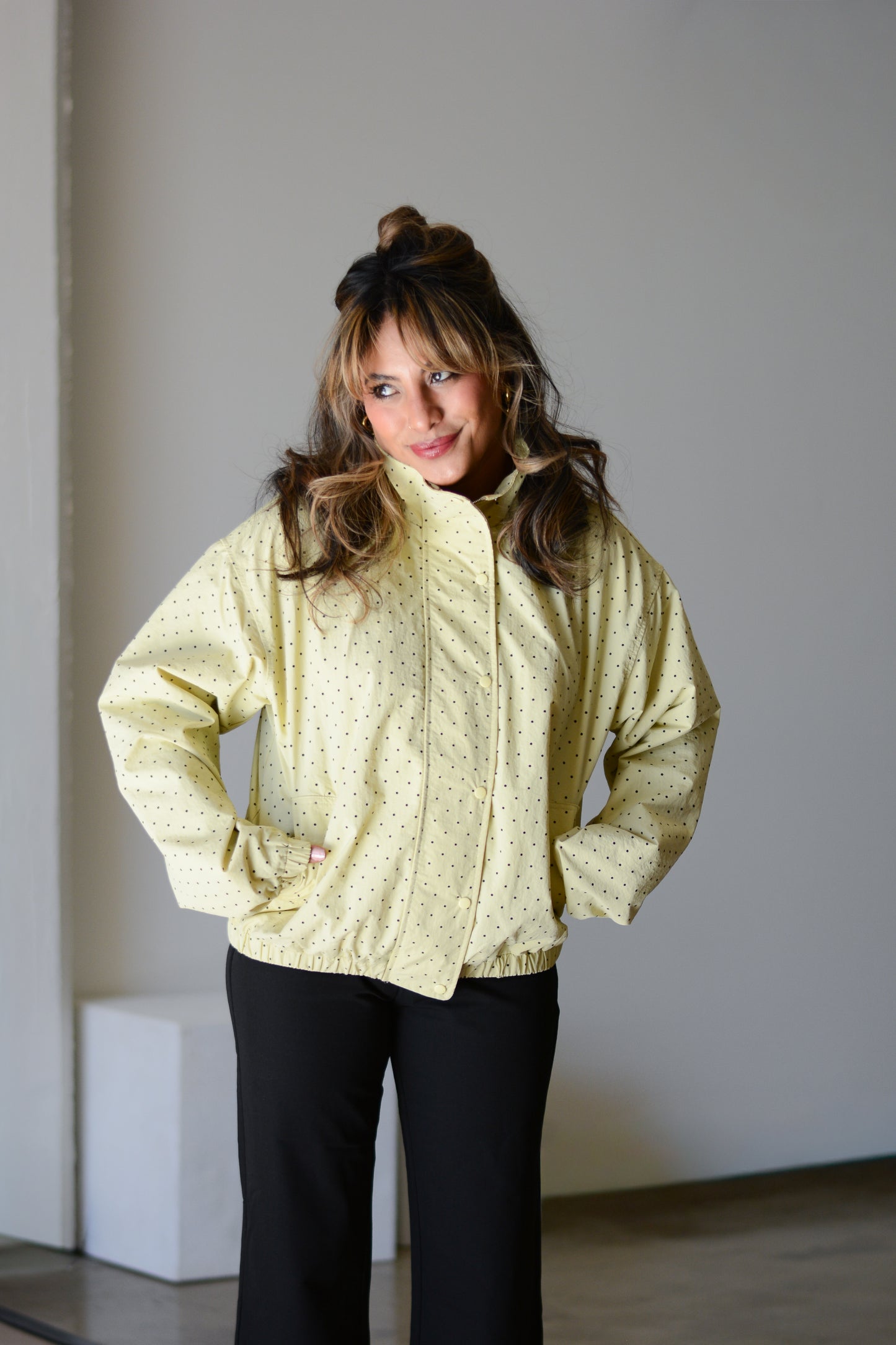 Lemon Polka-Dot Lightweight Jacket
