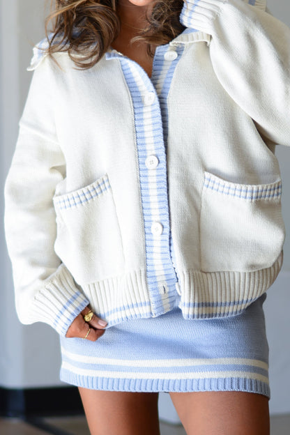 Sarah Set Striped Cardigan and Skirt