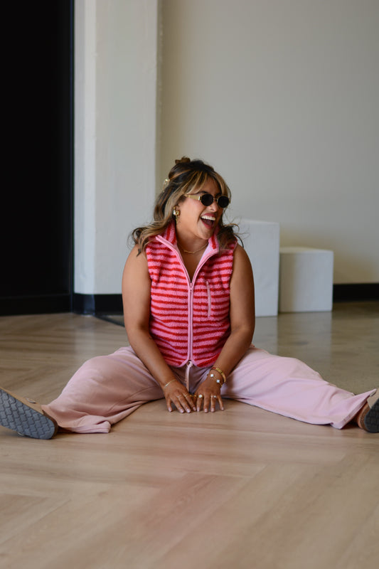 Pink and Red Striped Vest