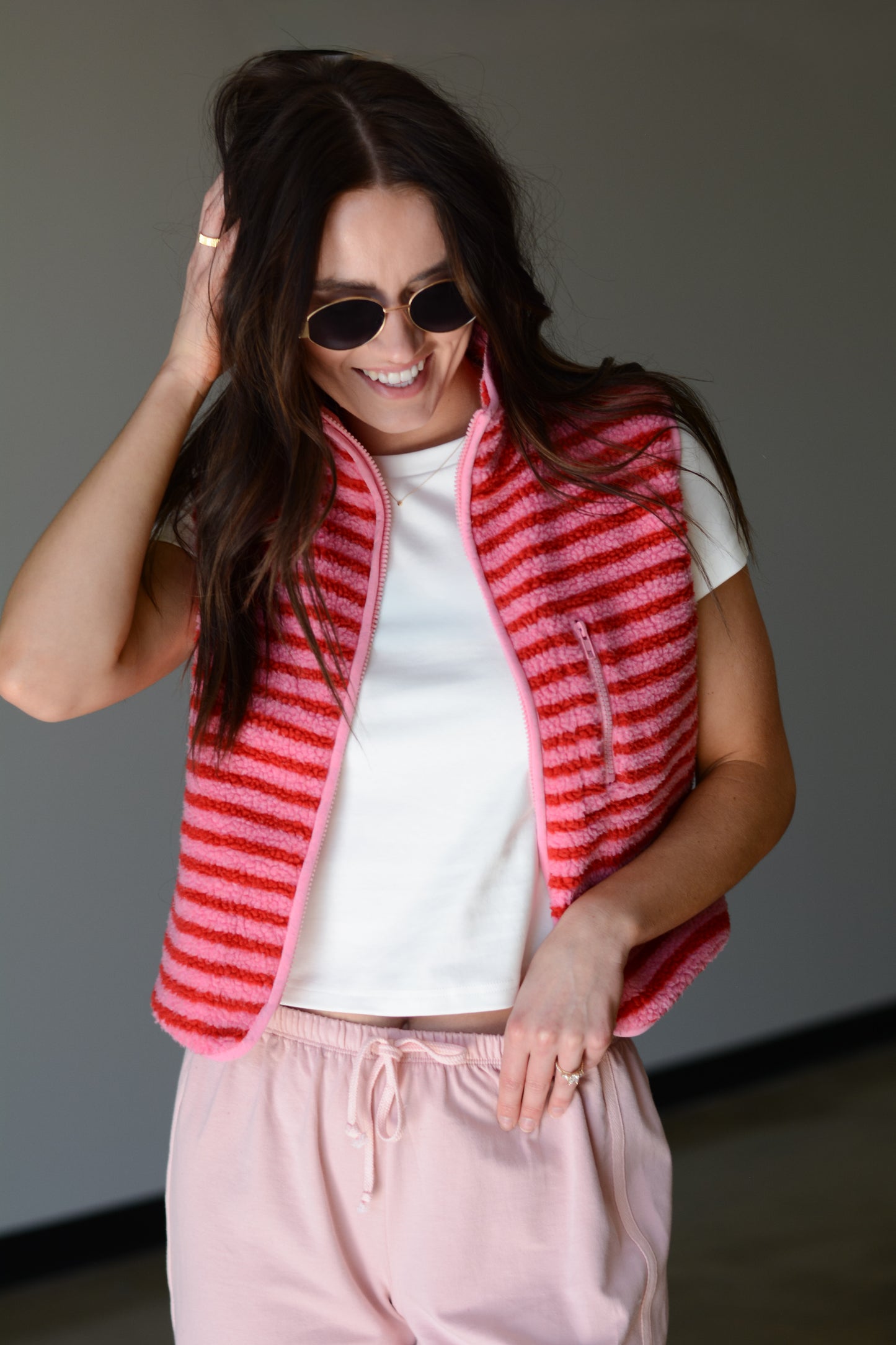 Pink and Red Striped Vest