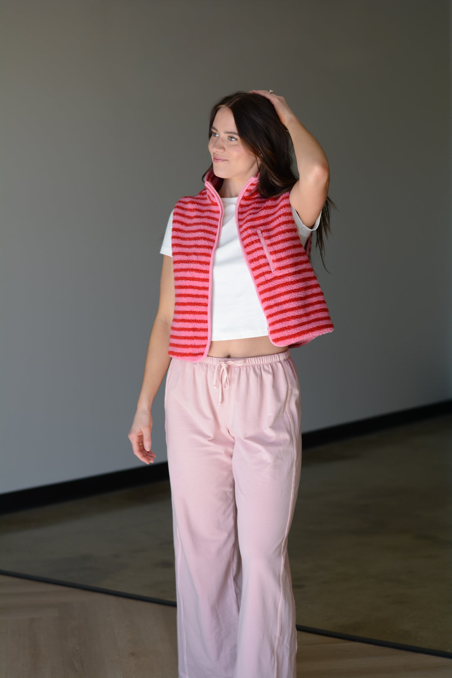 Pink and Red Striped Vest