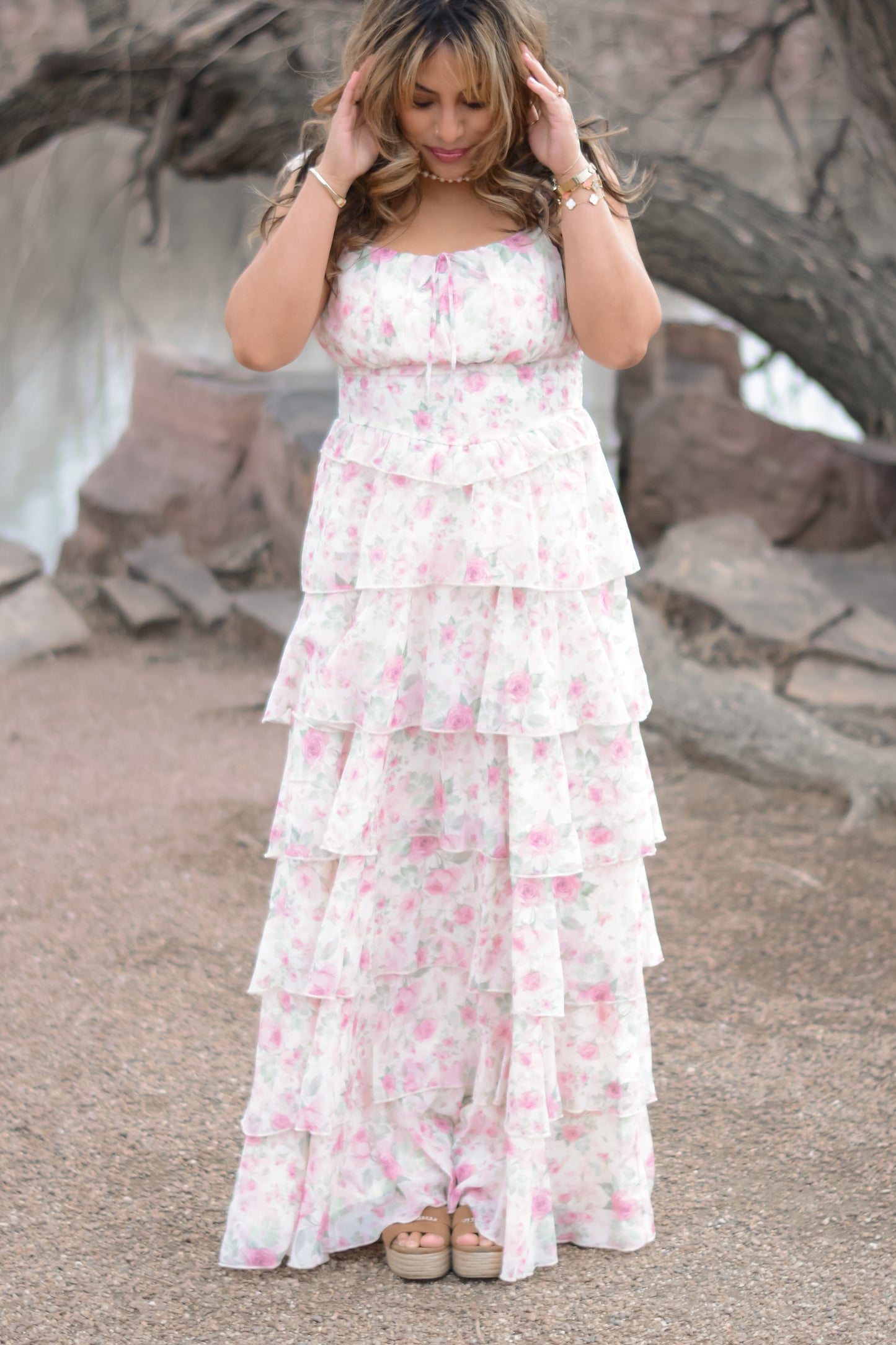 Pink Blooming Flowers Dress