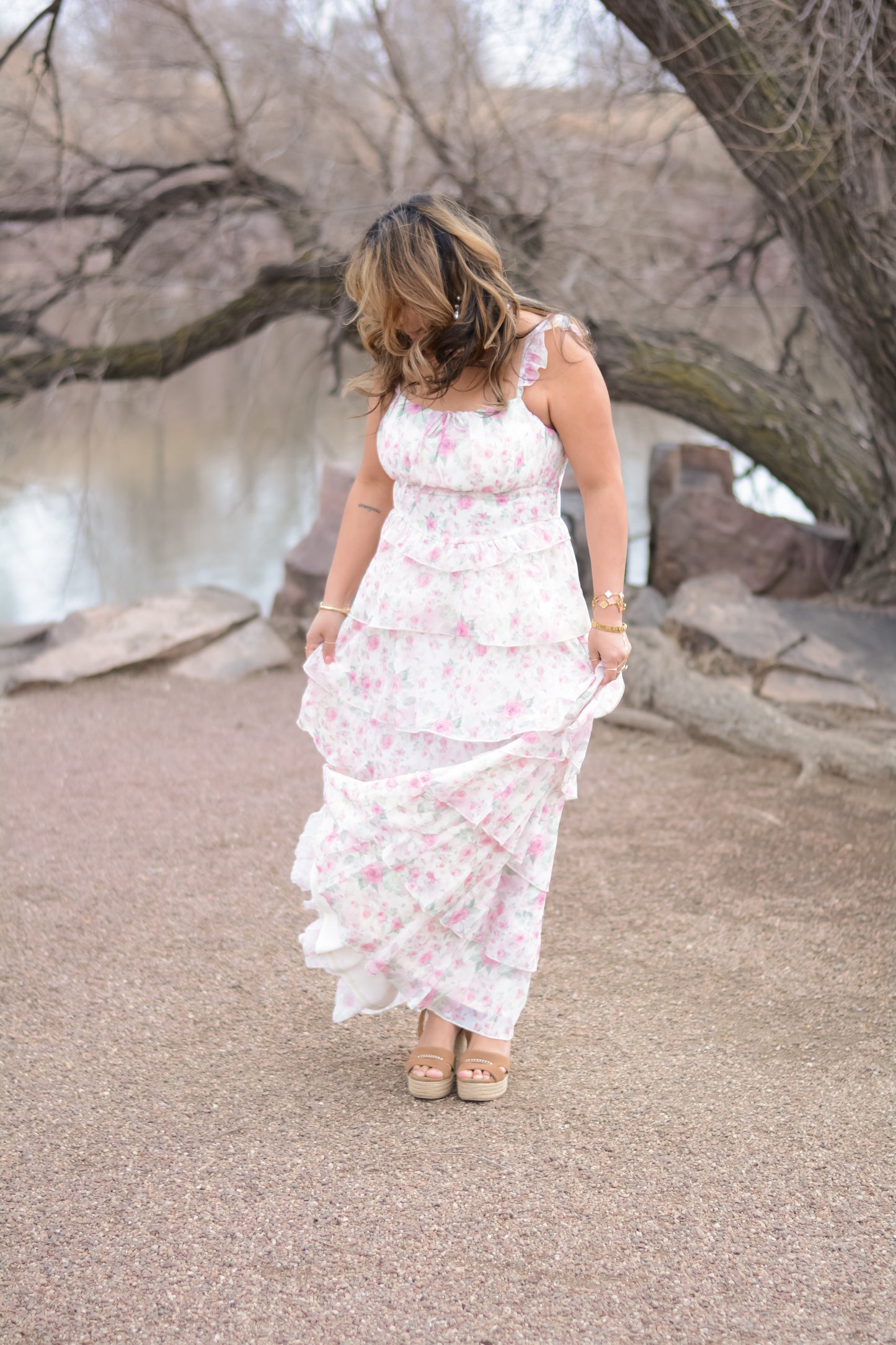Pink Blooming Flowers Dress