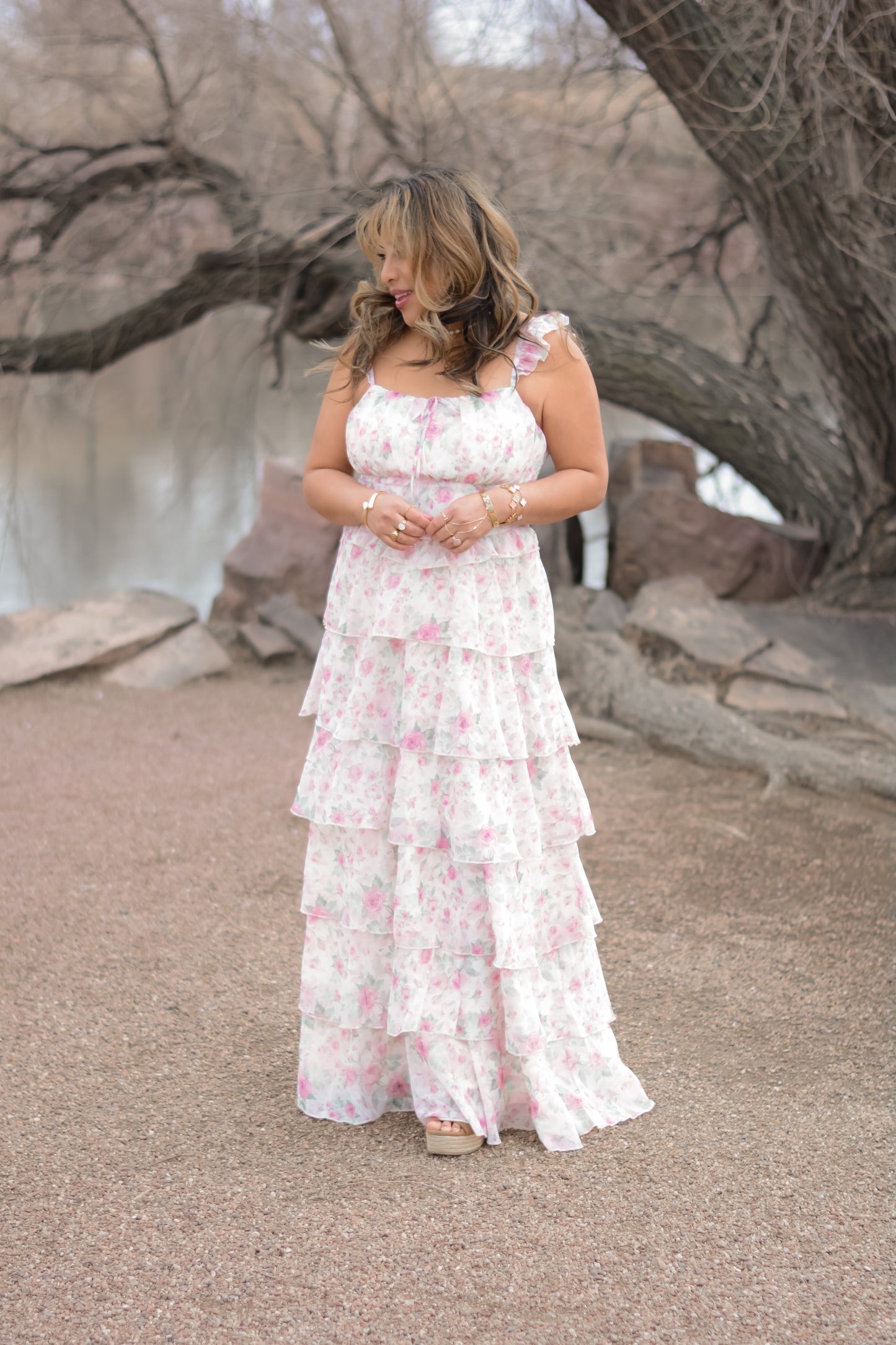 Pink Blooming Flowers Dress