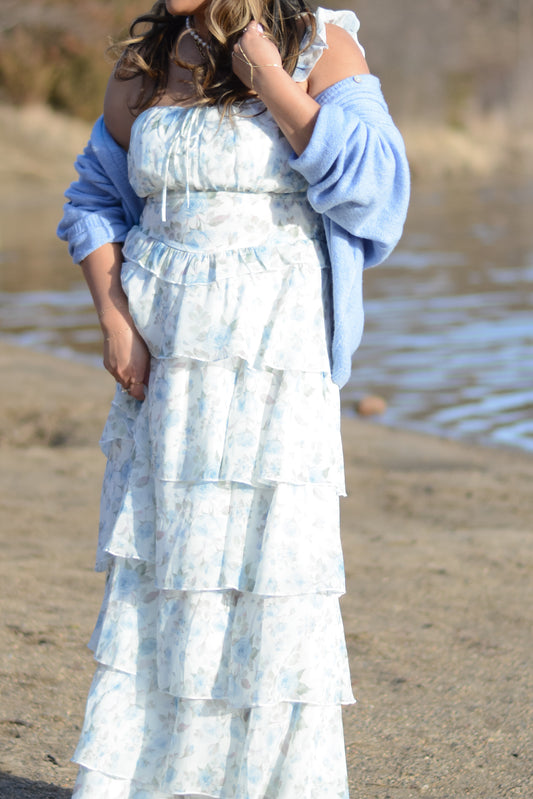 Blue Blooming Flowers Dress