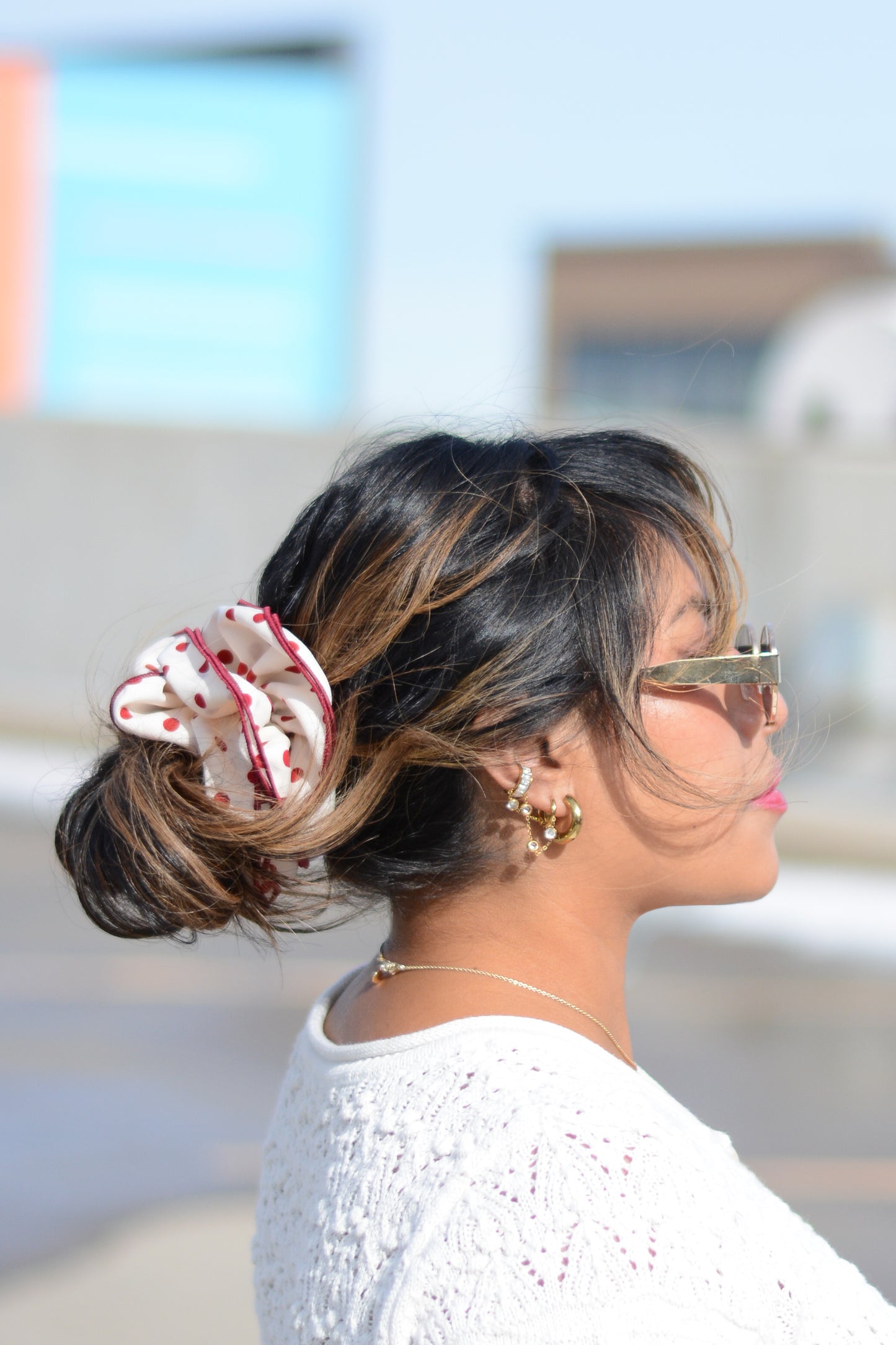 Red Polka Dot Scrunchie