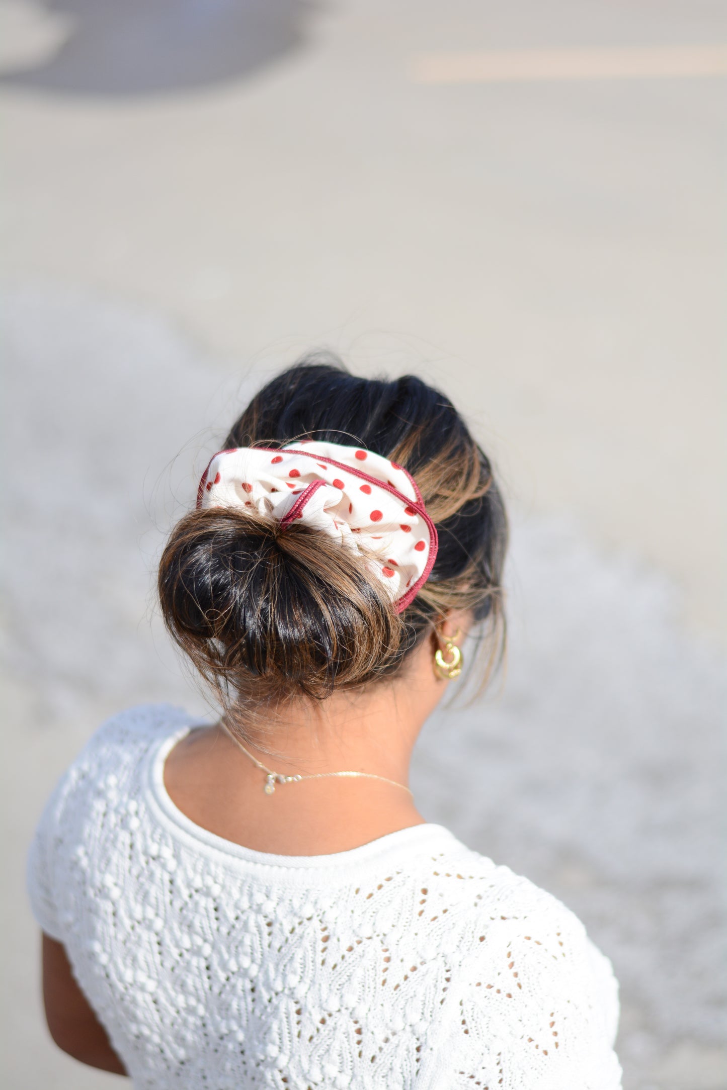 Red Polka Dot Scrunchie