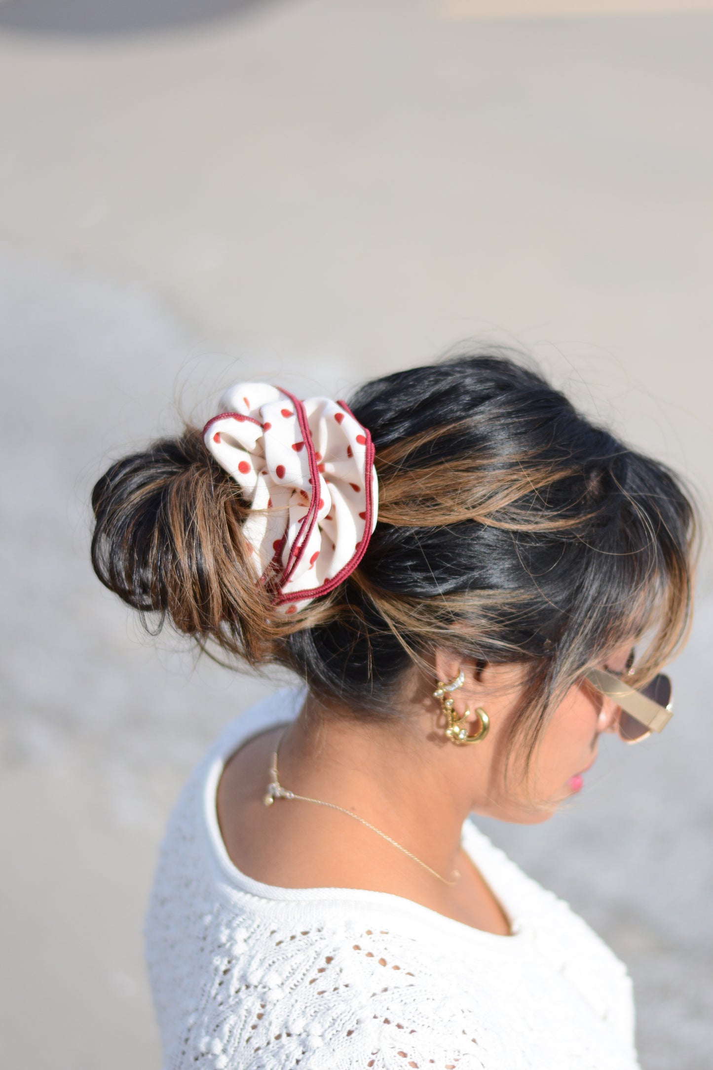 Red Polka Dot Scrunchie