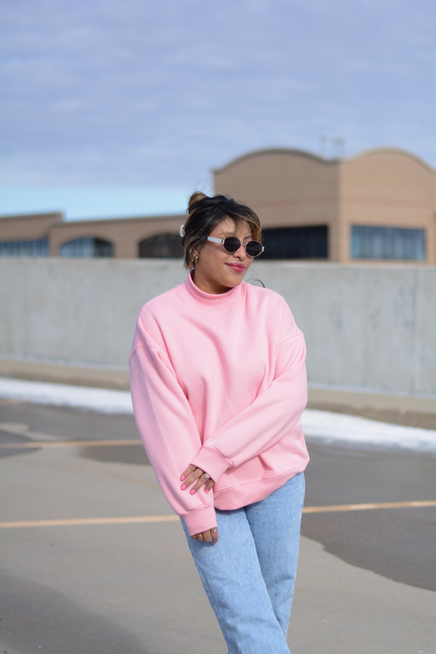 Pink Mock Neck
