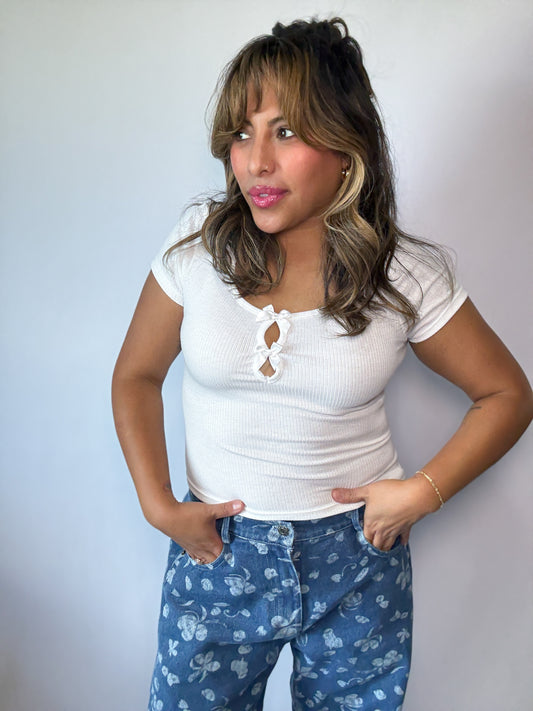 Peggy Bow Keyhole Top